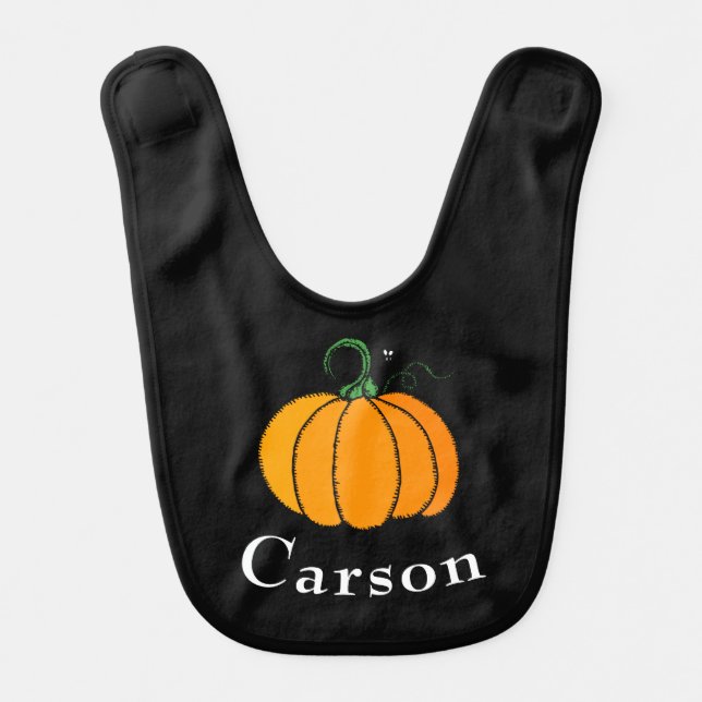 Personalized Halloween Pumpkin Baby Bib (Front)