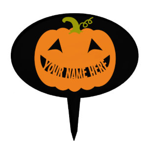 Personalized Halloween Pumpkin Cake Topper