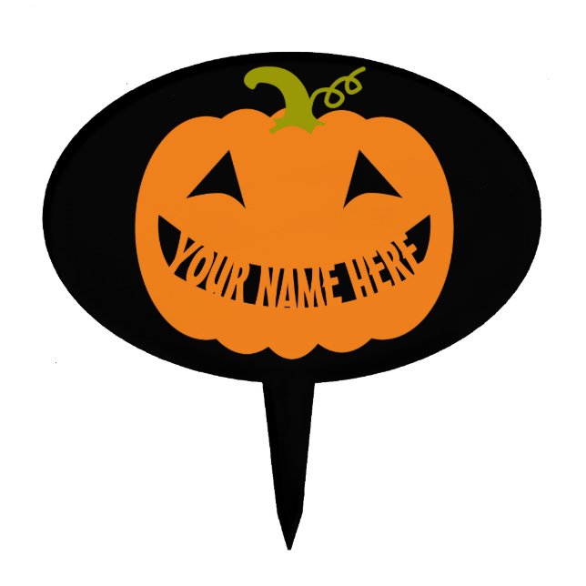 Personalized Halloween Pumpkin Cake Topper (Front)