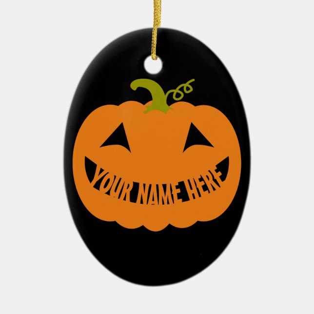 Personalized Halloween Pumpkin Ceramic Ornament (Front)