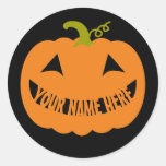 Personalized Halloween Pumpkin Classic Round Sticker