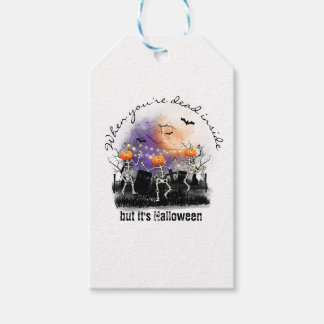Personalized Halloween Pumpkin Dance Cute Skeleton Gift Tags
