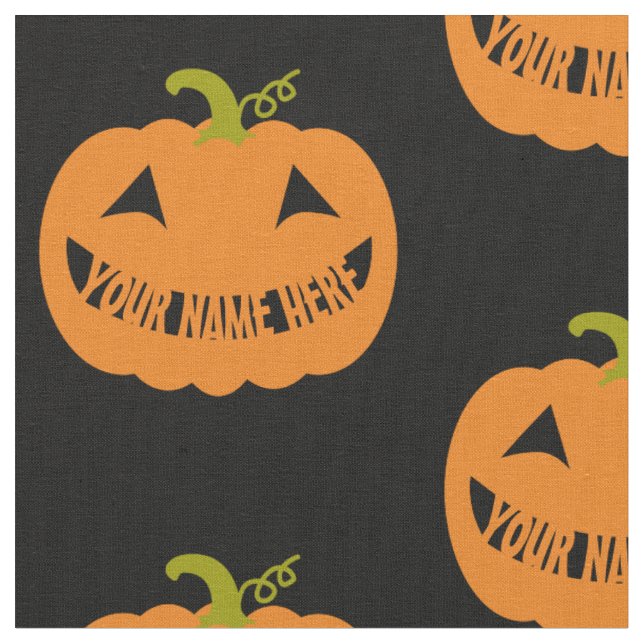 Personalized Halloween Pumpkin Fabric (Close Up)