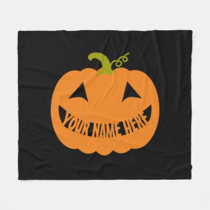 Personalized Halloween Pumpkin Fleece Blanket