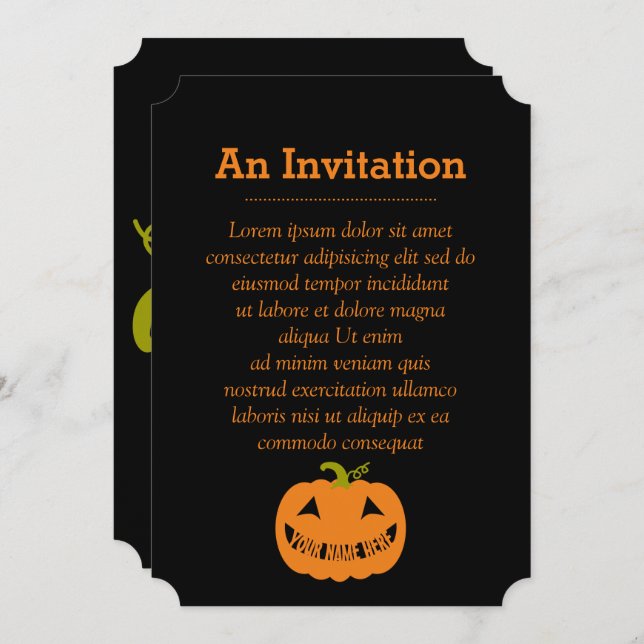 Personalized Halloween Pumpkin Invitation (Front/Back)