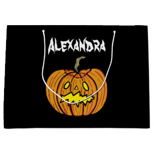 Personalized Halloween Pumpkin Large Gift Bag