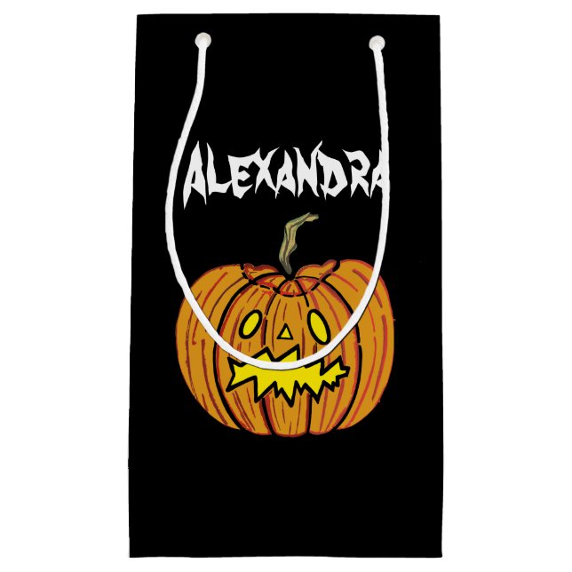 Personalized Halloween Pumpkin Small Gift Bag (Front)