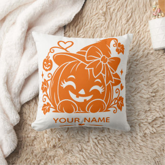 Personalized Halloween Pumpkin Throw Pillow