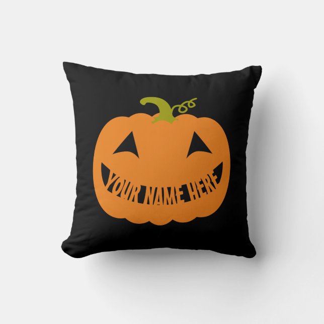 Personalized Halloween Pumpkin Throw Pillow (Front)