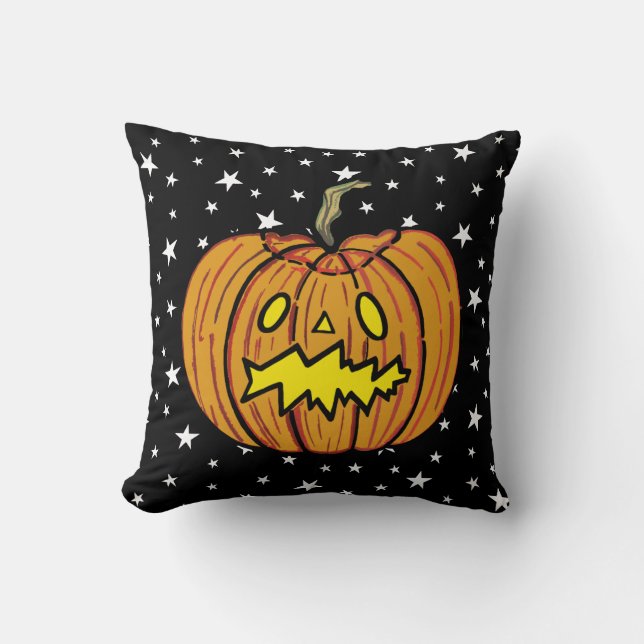 Personalized Halloween Pumpkin Throw Throw Pillow (Front)