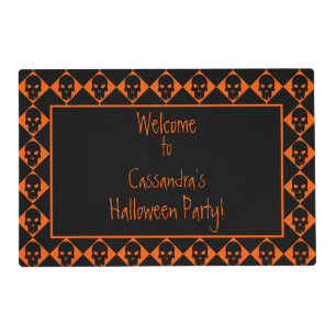 Personalized Halloween Skulls Laminated Placemat