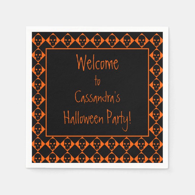 Personalized Halloween Skulls Napkins (Front)