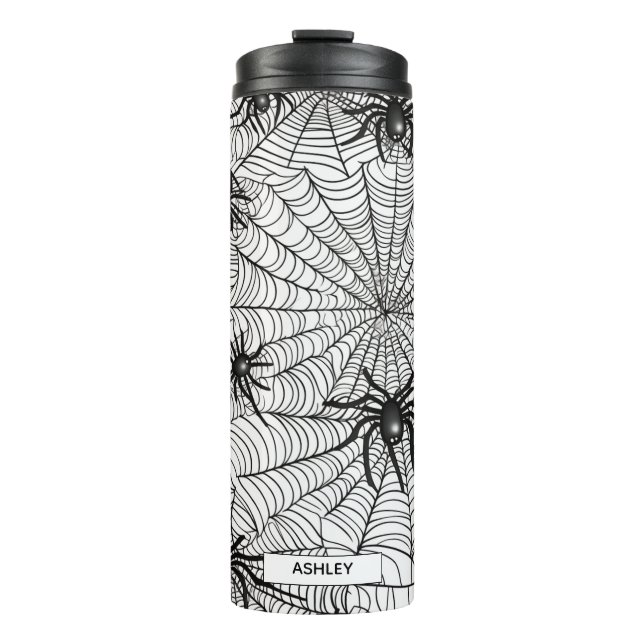 Personalized Halloween Spider Web Thermal Tumbler (Front)