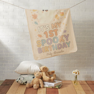 Personalized Halloween Spooky 1st Birthday Baby Blanket
