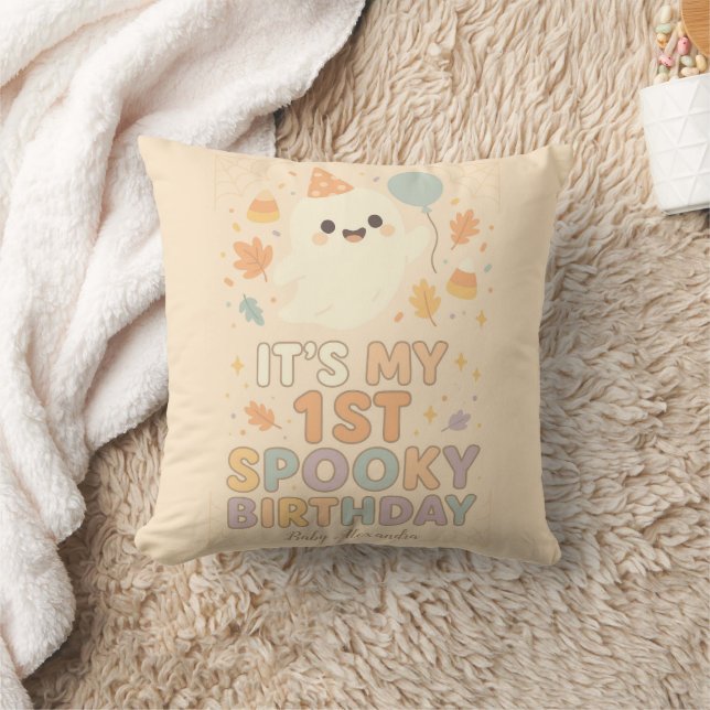 Personalized Halloween Spooky 1st Birthday Throw Pillow (Blanket)