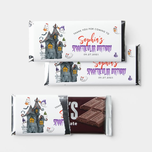 Personalized Halloween Spooky Birthday Thank You Hershey Bar Favors (Front)