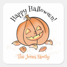 Personalized Halloween Sticker Cute Jack o Lantern