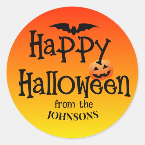 Personalized Halloween Stickers Add Family Name  Classic Round Sticker