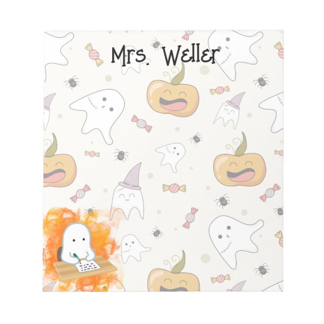 Personalized Halloween Themed Ghost  Notepad (Front)