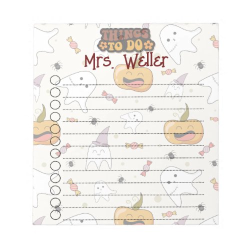 Personalized Halloween Themed Pumpkin Ghost  Notepad