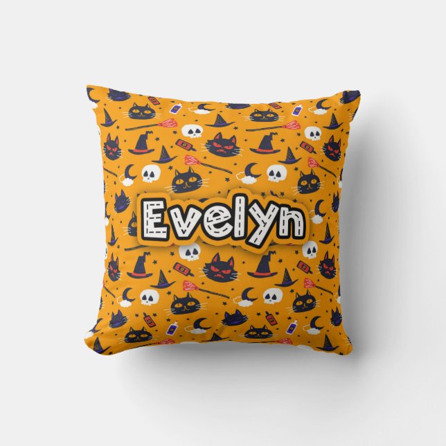 Personalized Halloween Throw Pillow (Front)