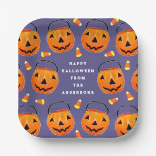 Personalized Halloween Treat Paper Plates