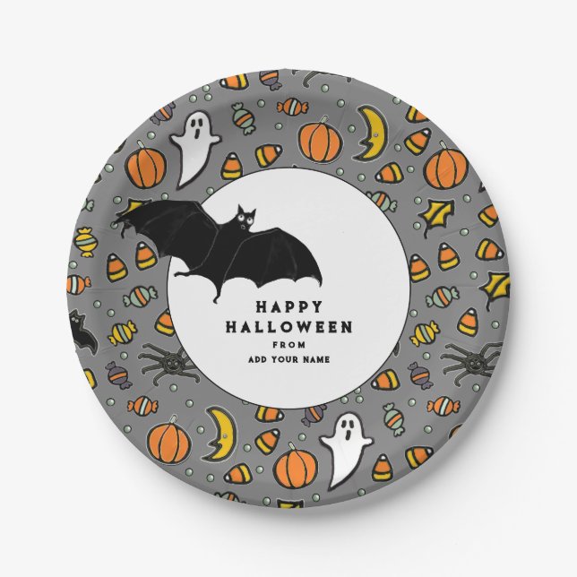 Personalized Halloween Treat Paper Plates (Front)