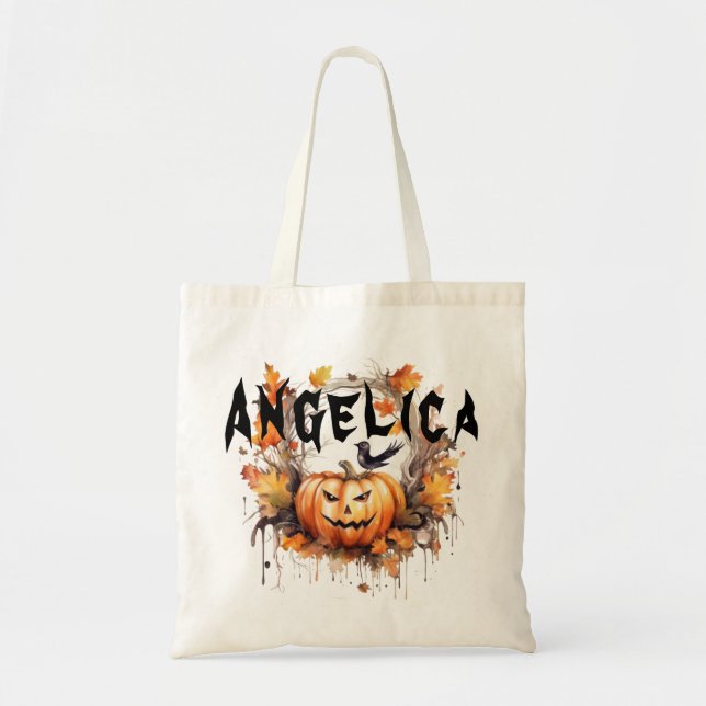 Personalized Halloween Trick or Treat Goodie Tote Bag (Front)