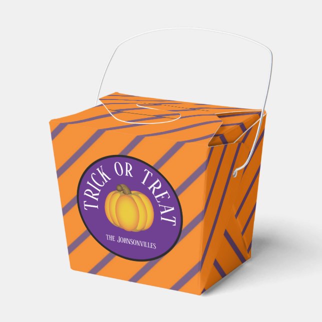 Personalized Halloween /Trick or Treat Pumpkin Favor Boxes (Front Side)