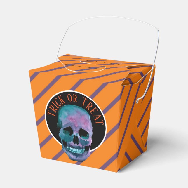 Personalized Halloween /Trick or Treat Skull Favor Boxes (Front Side)