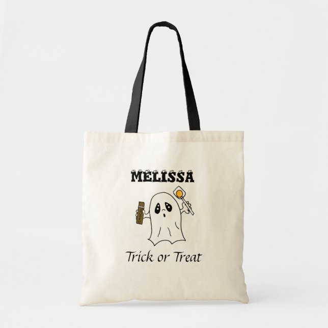 Personalized Halloween Trick or Treating Ghost Tote Bag (Front)