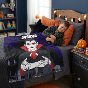 Personalized Halloween Vampire Blanket for Boys,