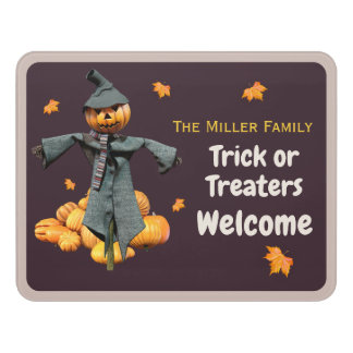Personalized Halloween Welcome Scarecrow Door Sign