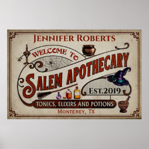 Personalized Halloween Welcome To Salem Pothecary Poster
