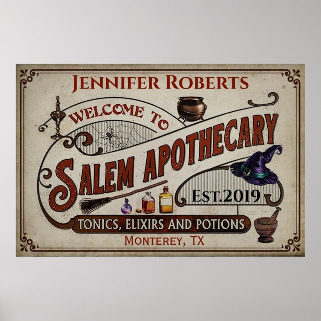 Personalized Halloween Welcome To Salem Pothecary Poster (Front)
