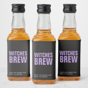 Personalized Halloween Witches Brew Minimalist Liquor Bottle Label
