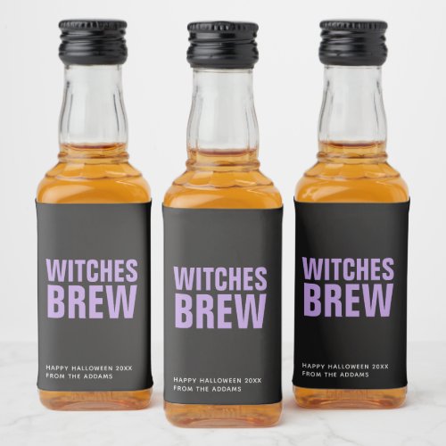 Personalized Halloween Witches Brew Minimalist Liquor Bottle Label