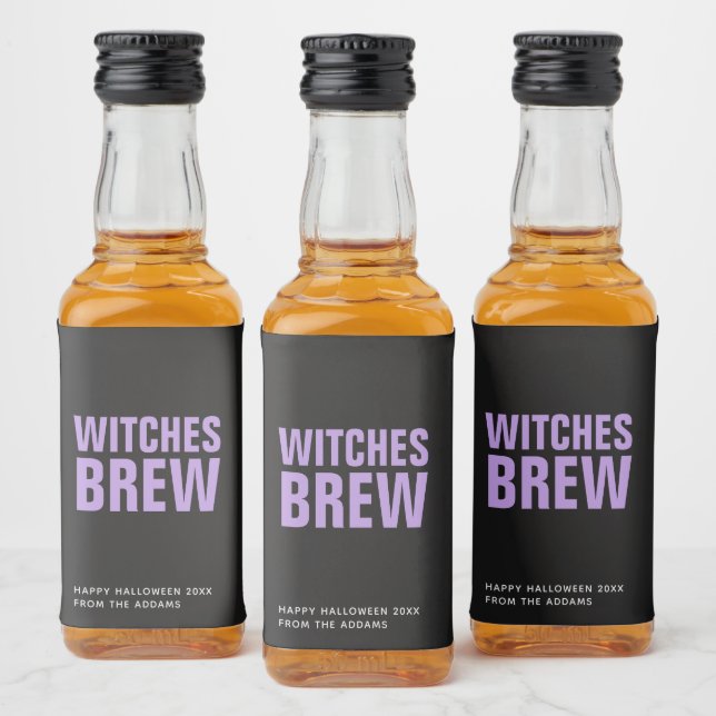 Personalized Halloween Witches Brew Minimalist Liquor Bottle Label (Bottles)