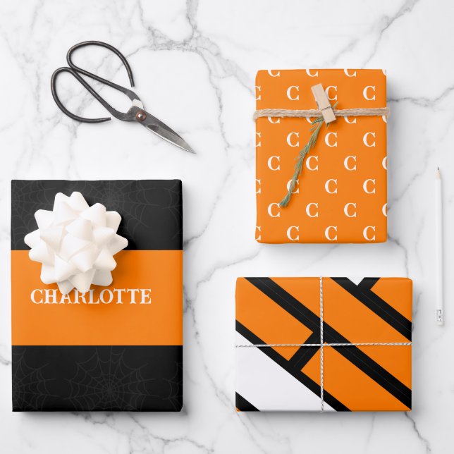 Personalized Halloween  Wrapping Paper Sheets (Front)
