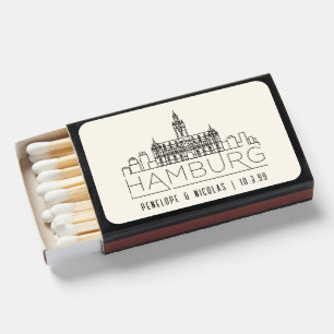 Personalized Hamburg Wedding Favor Matchboxes