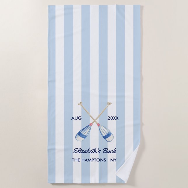 Personalized Hamptons Bachelorette Beach Towel (Front)