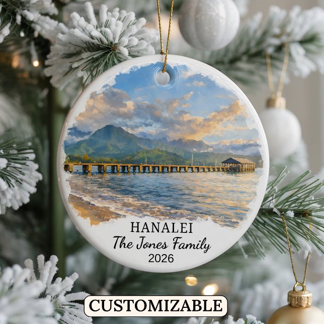 Personalized Hanalei Ornament, Custom Hawaii Ceramic Ornament (Creator Uploaded)