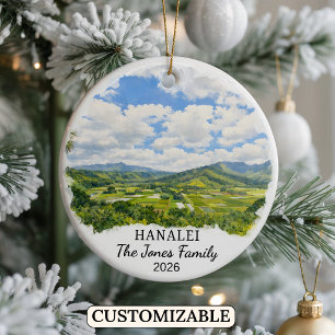 Personalized Hanalei Ornament, Custom Hawaii Ceramic Ornament