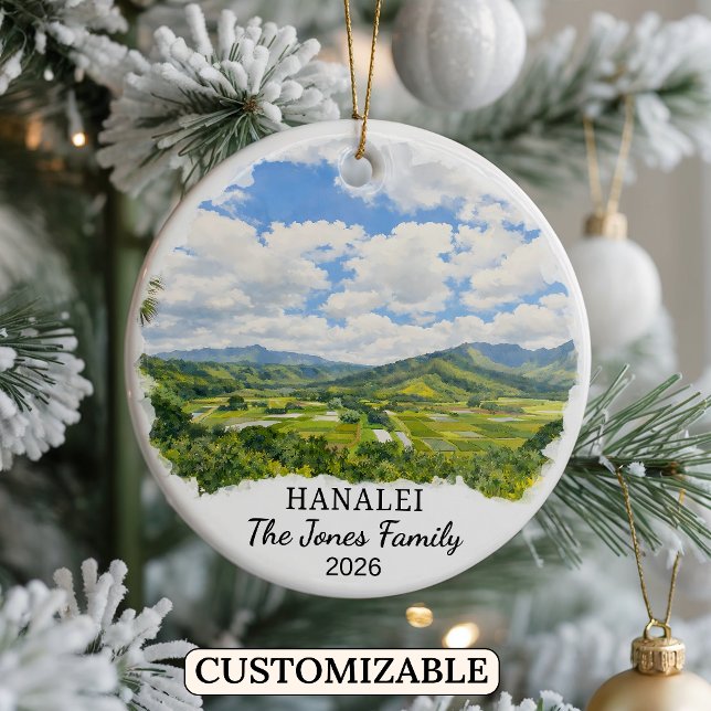 Personalized Hanalei Ornament, Custom Hawaii Ceramic Ornament (Creator Uploaded)