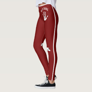 Personalized Hand Cat Pet Deep Red White Stripes  Leggings