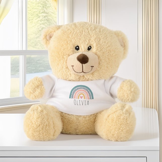 Personalized Hand Drawn Boho Rainbow Teddy Bear (Creator Uploaded)