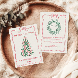Personalized Hand Drawn Christmas Tree Family Holiday Card