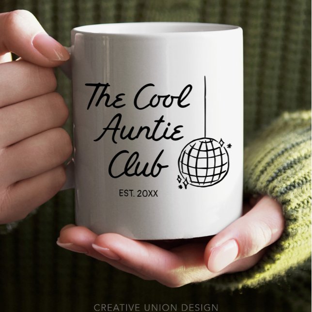 Personalized Hand Drawn Cool Auntie Sister Gift Coffee Mug (personalized sister gift)