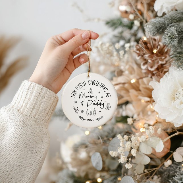 Personalized Hand Drawn First Christmas as Mom and Ornament (Creator Uploaded)