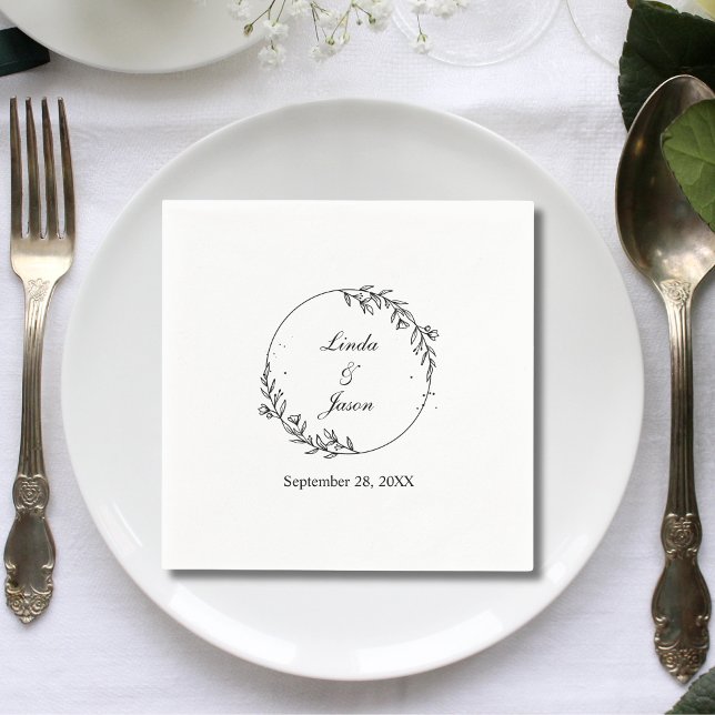 Personalized Hand Drawn Floral Terracotta Wedding Napkins (Creator Uploaded)